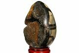 Septarian Dragon Egg Geode - Black Crystals #143140-2